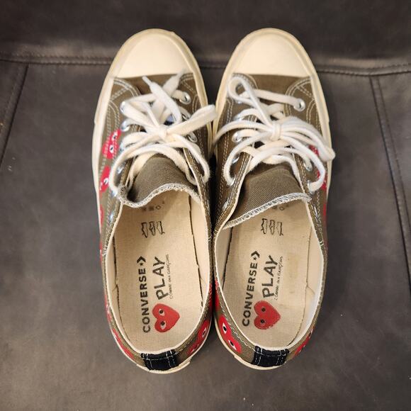 Comme De Garcon Play Mens Converse Olive size 8 - Picture 4 of 8